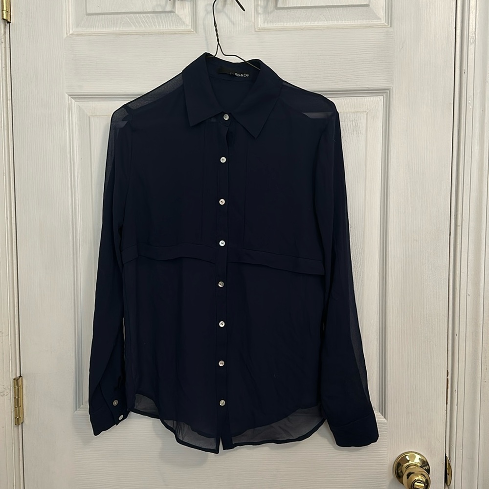 Sheer navy blouse